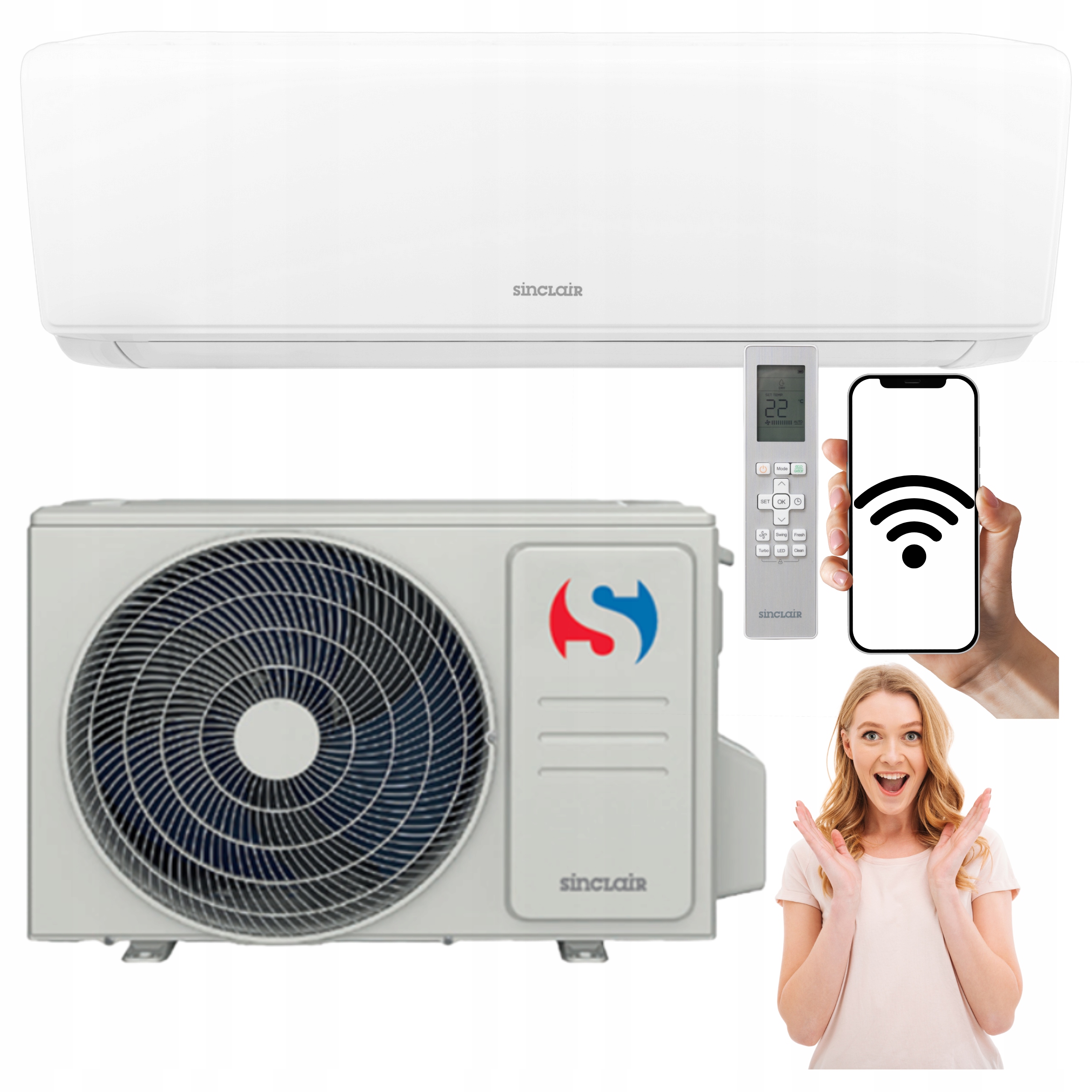 Domáca nástenná klimatizácia Sinclair SKY3 3,5kW 40m2 Biela WiFi Ohrievačka