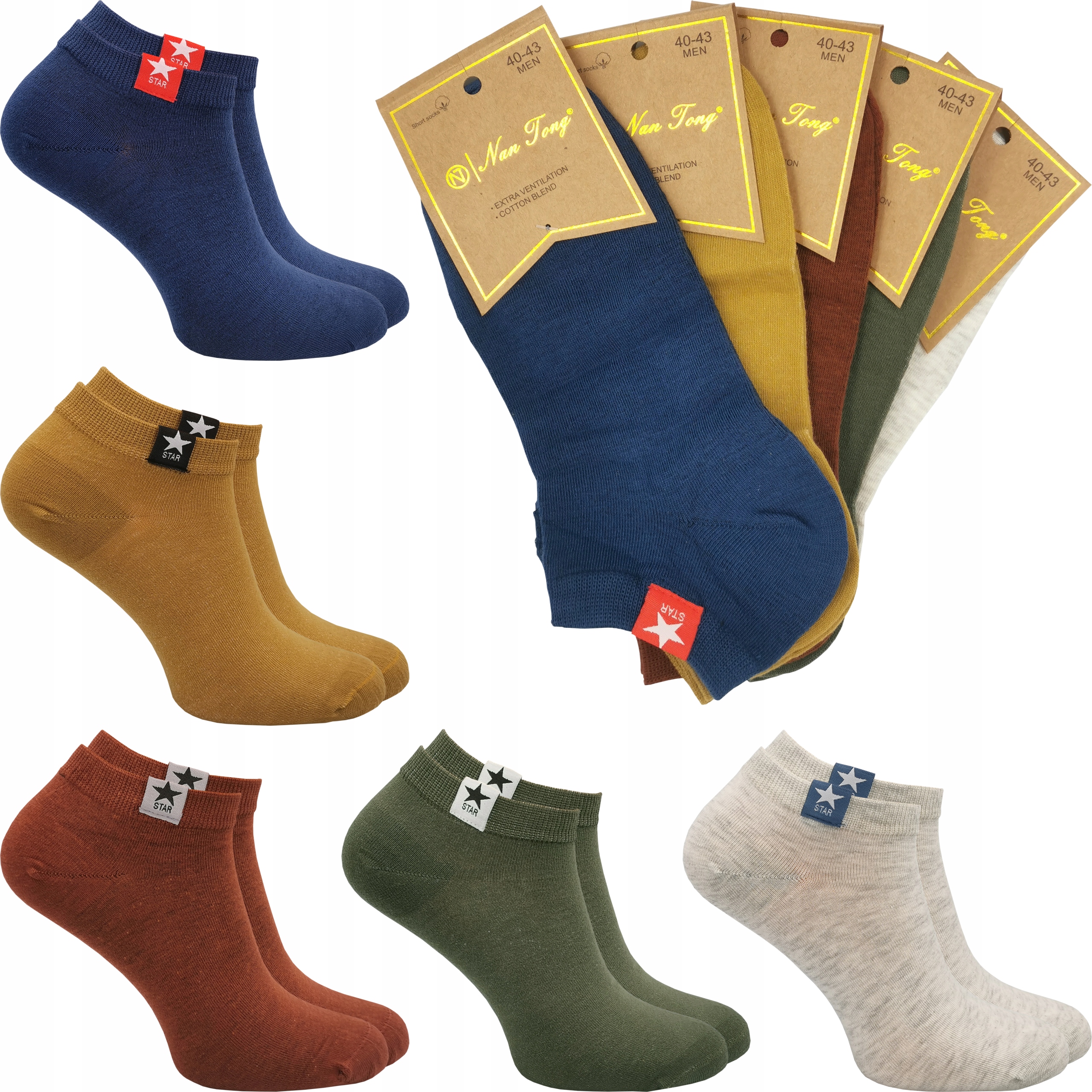 

5x Skarpety Krótkie Stopki Męskie bawełna 5W 40-43