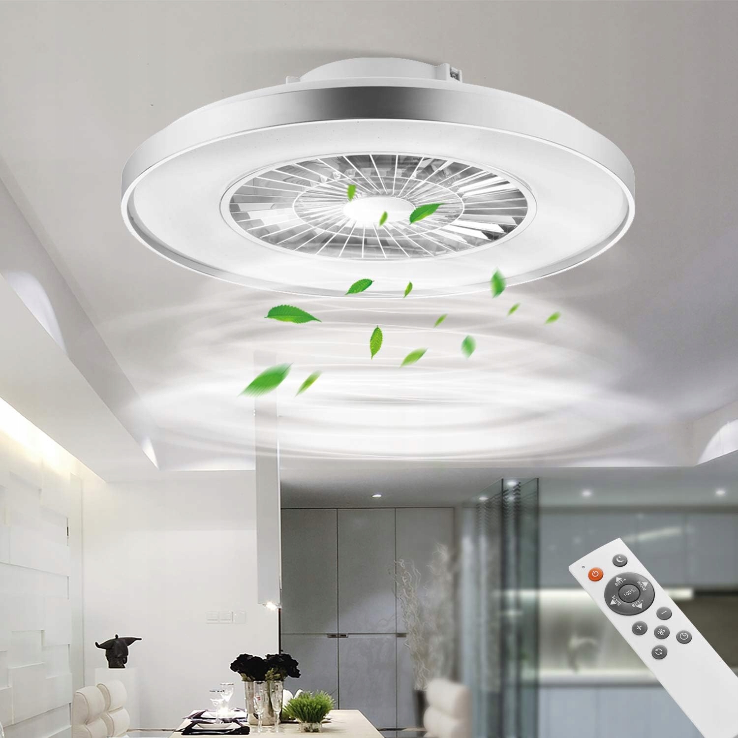 Bkzo Moderná Led stropná lampa s ventilátorom, stropným ventilátorom