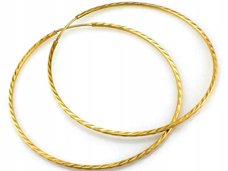 Zlaté 585 klasické náušnice kola velké efektní diamantové kruhy 3.60 g