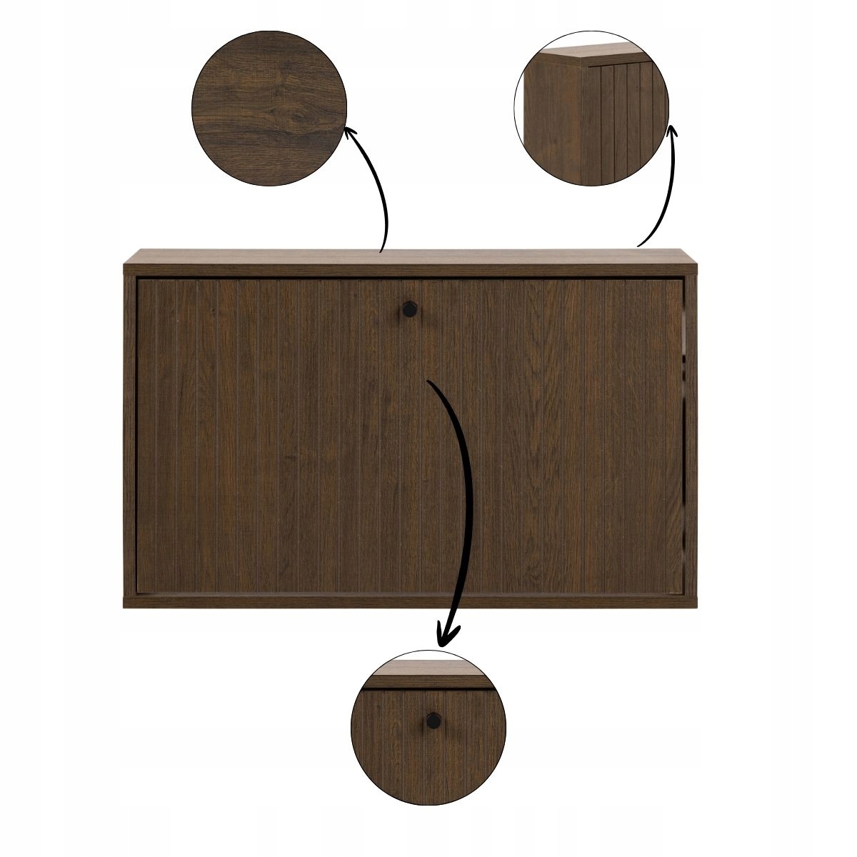 Závesná Skrinka Na Obuv do predsiene, uzatvárateľná, tmavohnedá, Albany