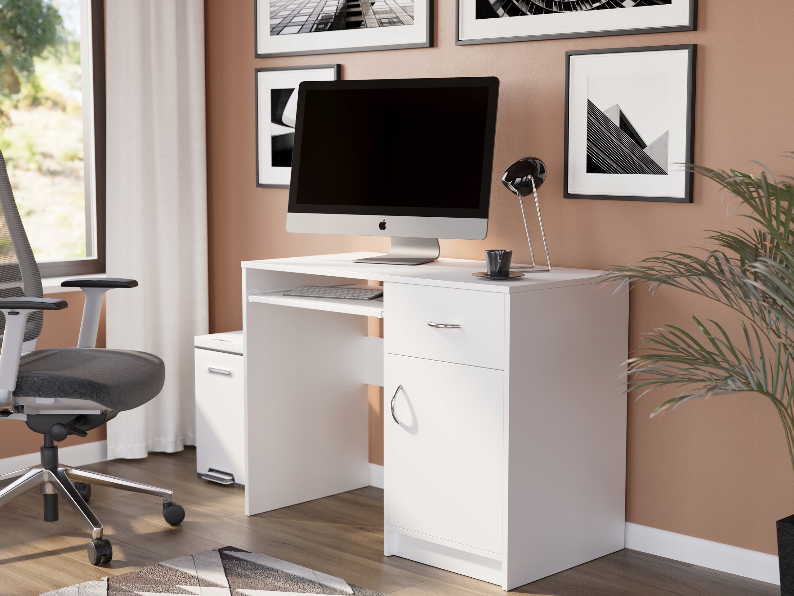 BIURKO KOMPUTEROWE 100CM STOLIK LAPTOP BIAŁE N-9 BIALE