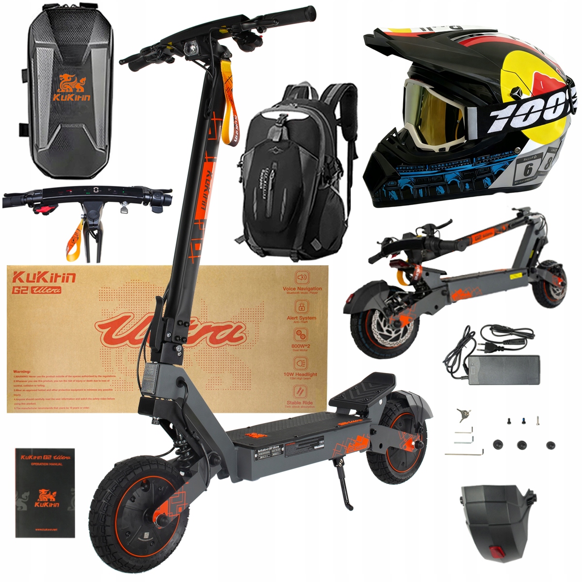 Kukirin G2 Ultra elektrické vozidlo 2000W 55km/h 55KM 48V18Ah 10" dárky