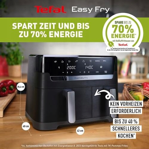 TEFAL Dual Easy Fry Beztłuszczowa 5,2L 3,1L Dwie Komory 7 Programów — miniatura 5