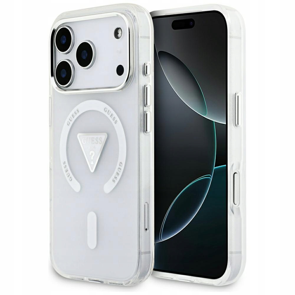 Pouzdro Guess IML Gradient Triangle Logo MagSafe pro iPhone 17 Pro průhledné