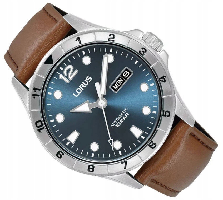 Pánské Vodotěsné Automatické Hodinky Lorus RL469BX9 WR100 Kožený Řemínek
