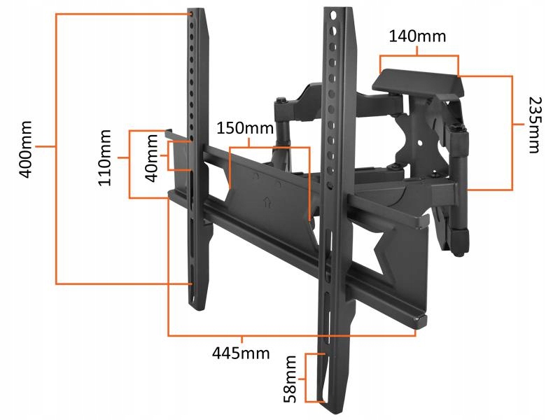 UCHWYT ŚCIENNY DO TV LCD LED WIESZAK 26-60'' VESA Standard VESA 400 x 400