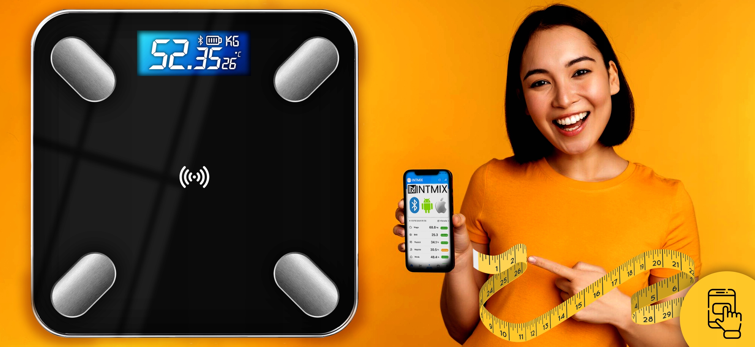 WAGA ŁAZIENKOWA ANALITYCZNA SLIM 180KG SMART+ 31w1 ANDROID iOS PRECYZYJNA Stan opakowania oryginalne