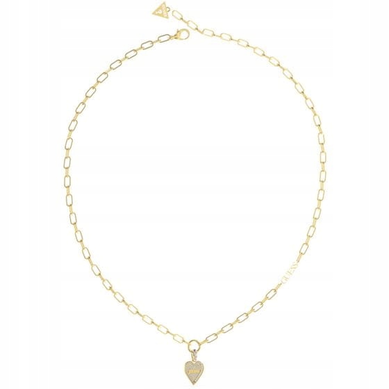 Náhrdelník Guess Srdce ze zirkonu a loga Nastavitelná Ocel ve zlaté barvě