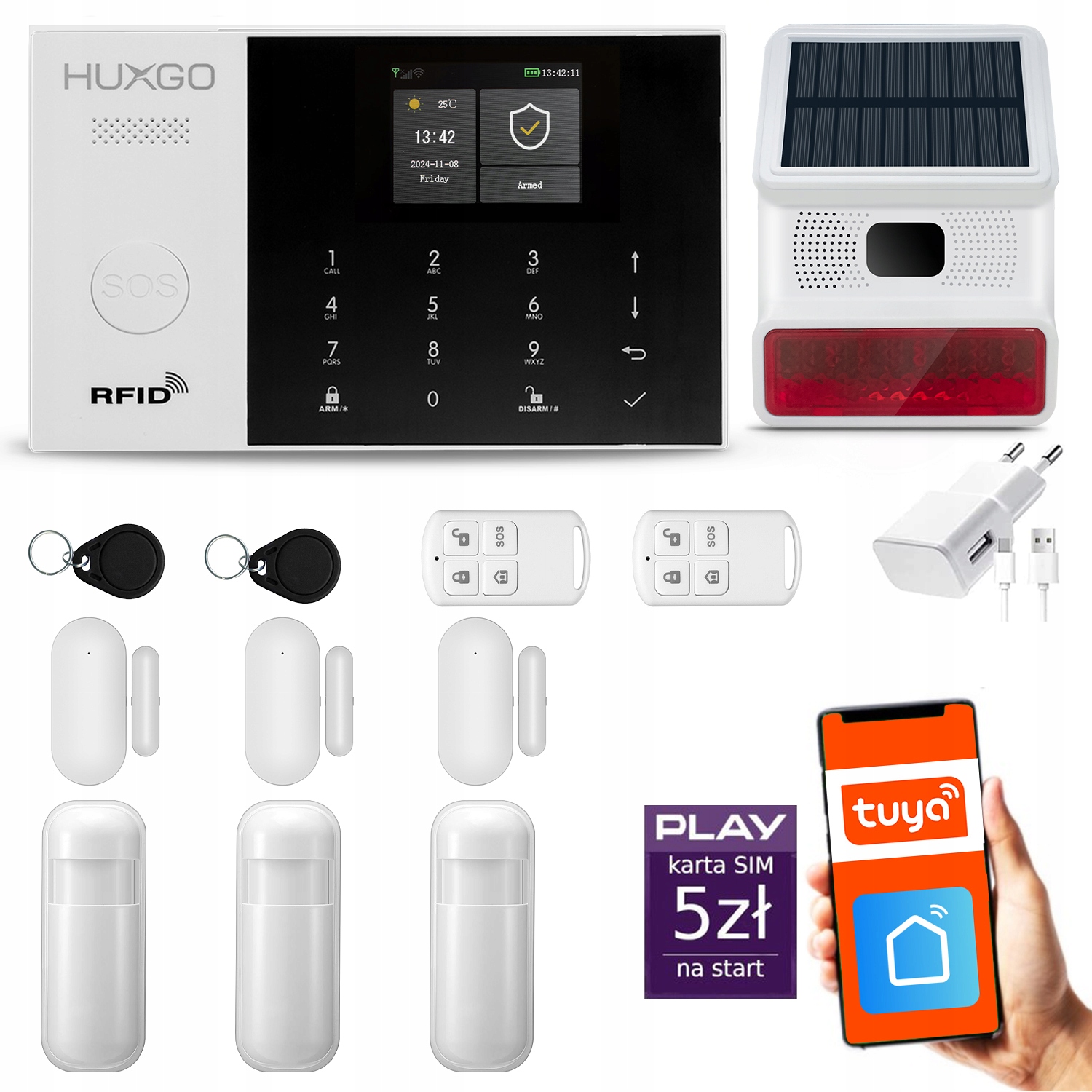 Bezdrôtový alarm Gsm WiFi, Sms, Tuya, alarmová sada Huxgo HXA005