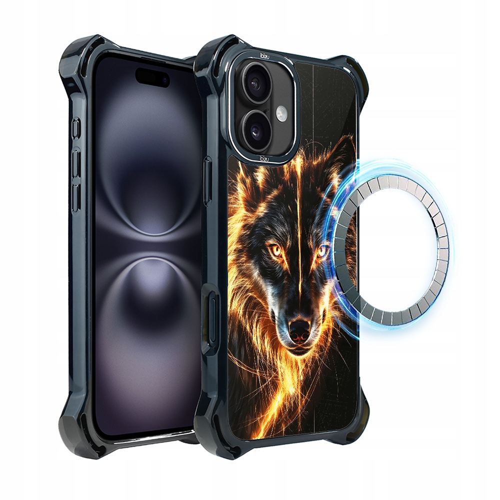 Pouzdro pro iPhone 16 Plus Ibizu DropGuard Ultra s MagSafe, Ohnivý vlk