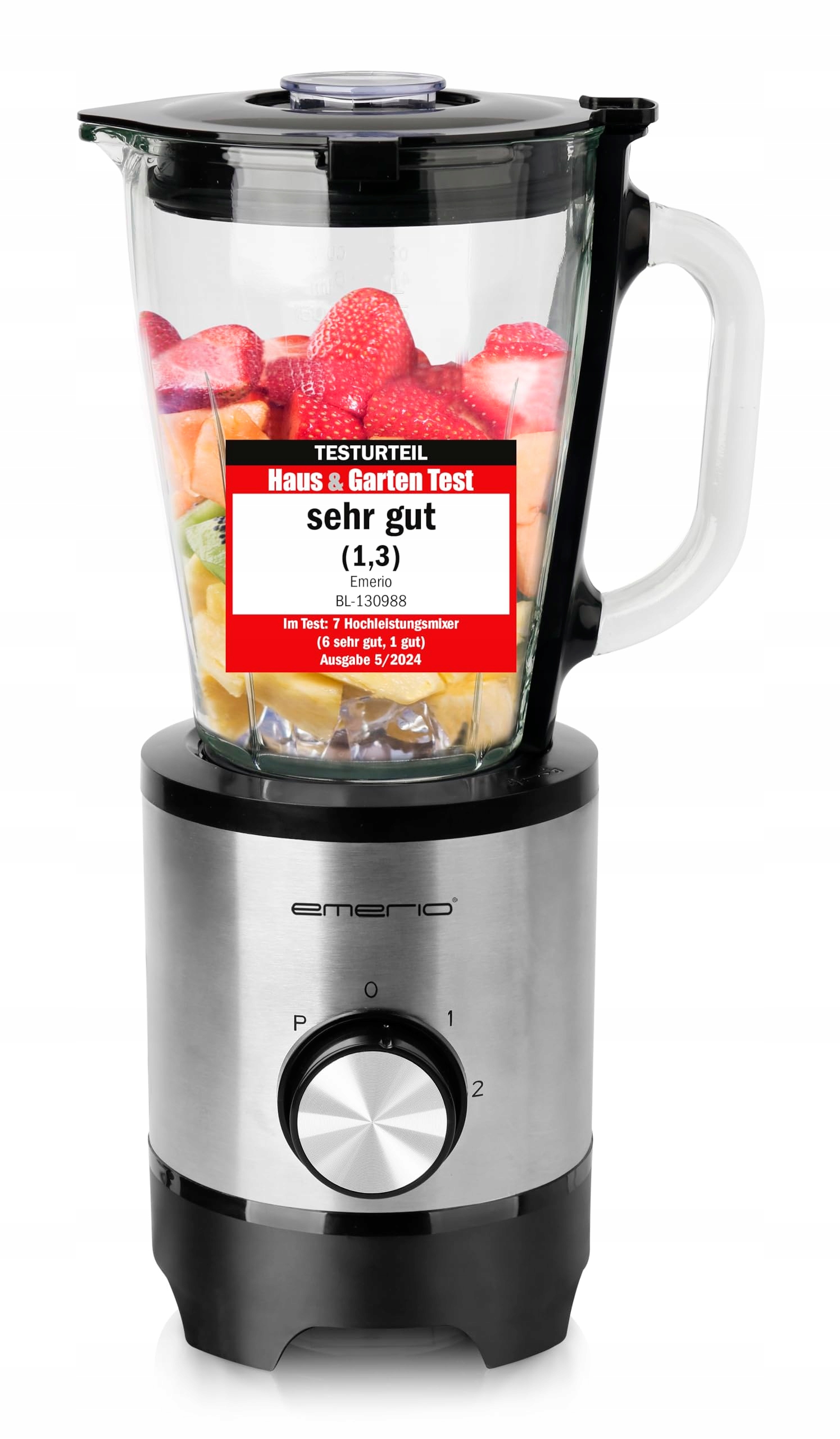EMERIO Blender Kielichowy 1.5L Szkło BPA Free Kruszenie Lodu 500W