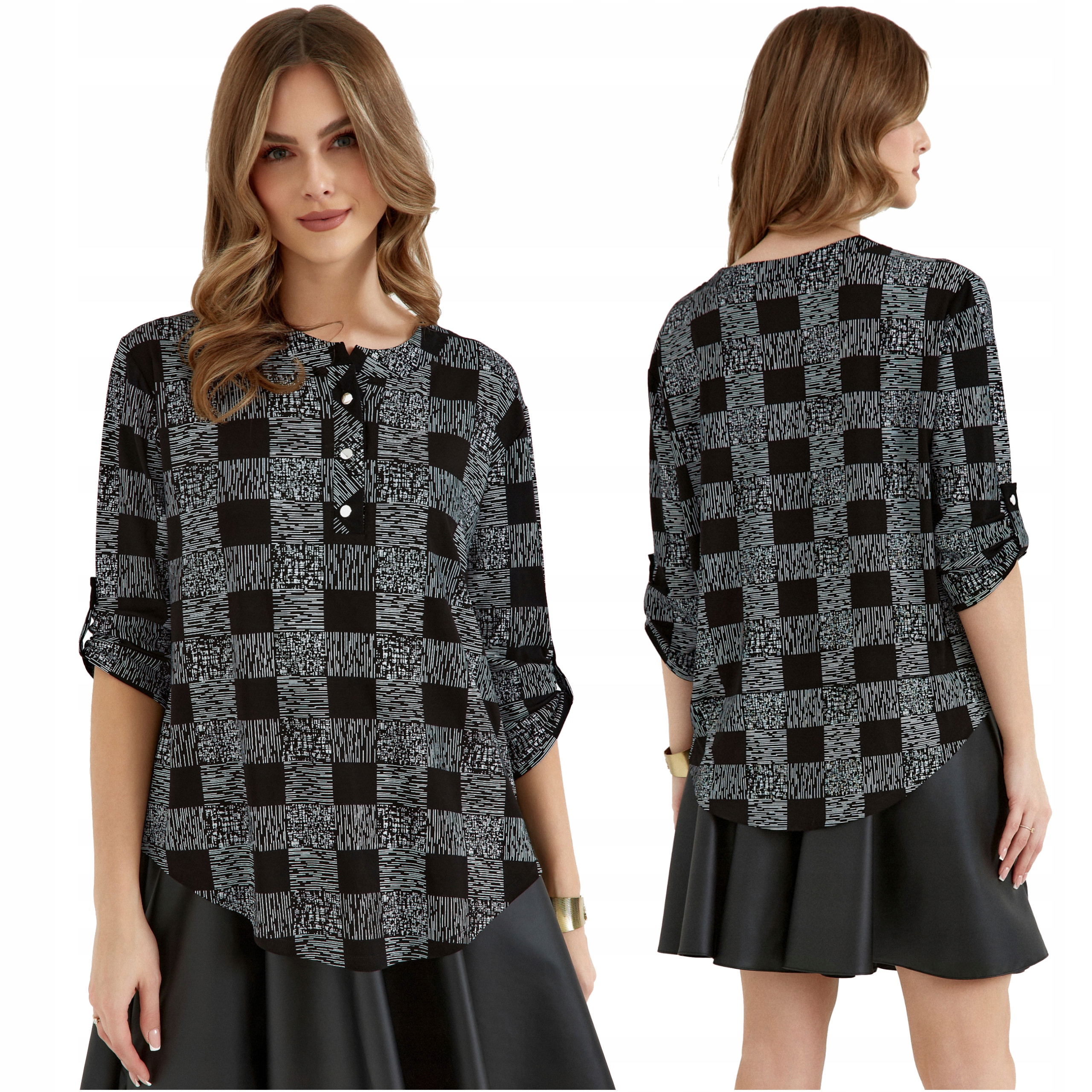 Dámská Elegantní košilová halenka s 3/4 rukávem, volná, lehká, velké velikosti