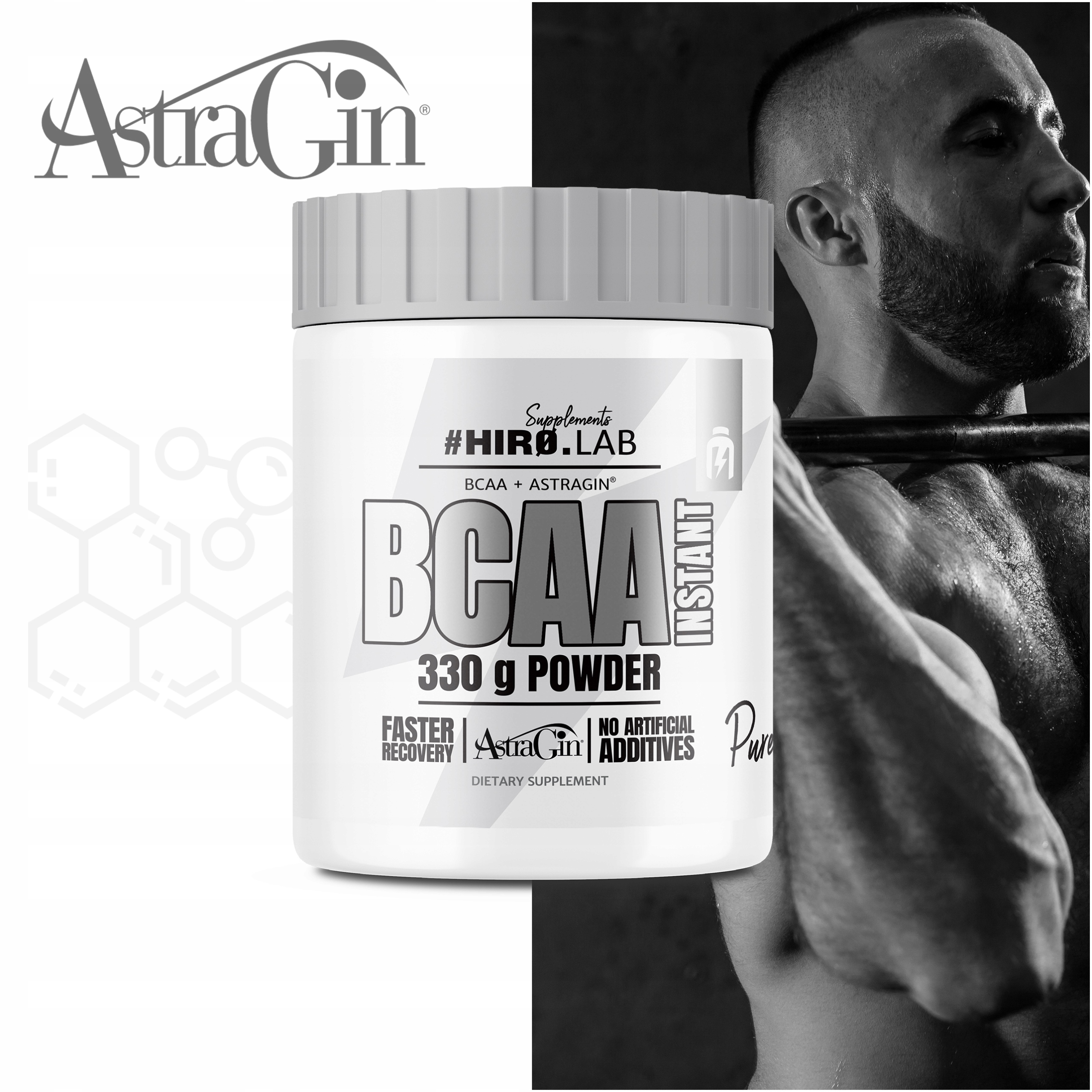 Hiro.Lab BCAA Instant 330g MOCNE AMINOKWASY PURE Forma proszek