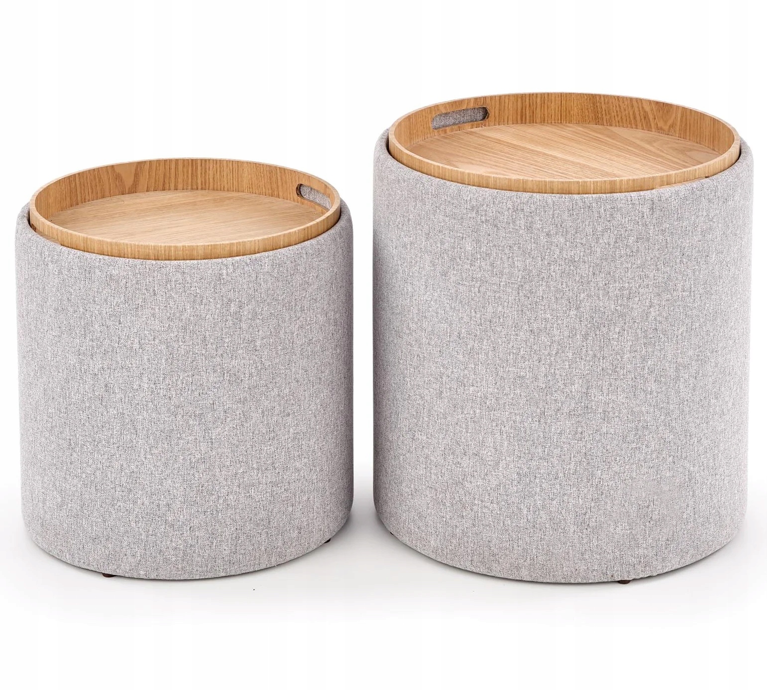 2x Pufa Owierana 3 w 1 Stolik Kawowy AVIKO Szara Marka Halmar