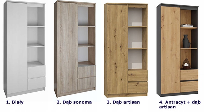 REGAŁ BIUROWY NA DOKUMENTY PÓŁOTWARTY DĄB ARTISAN Szerokość mebla 80 cm