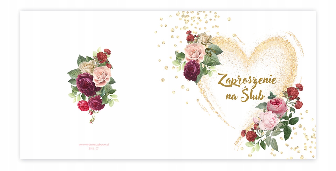 Zaproszenia Ślubne Złote Serce Gotowe plus Biała Koperta ZKS_07 EAN (GTIN) 5905351320829