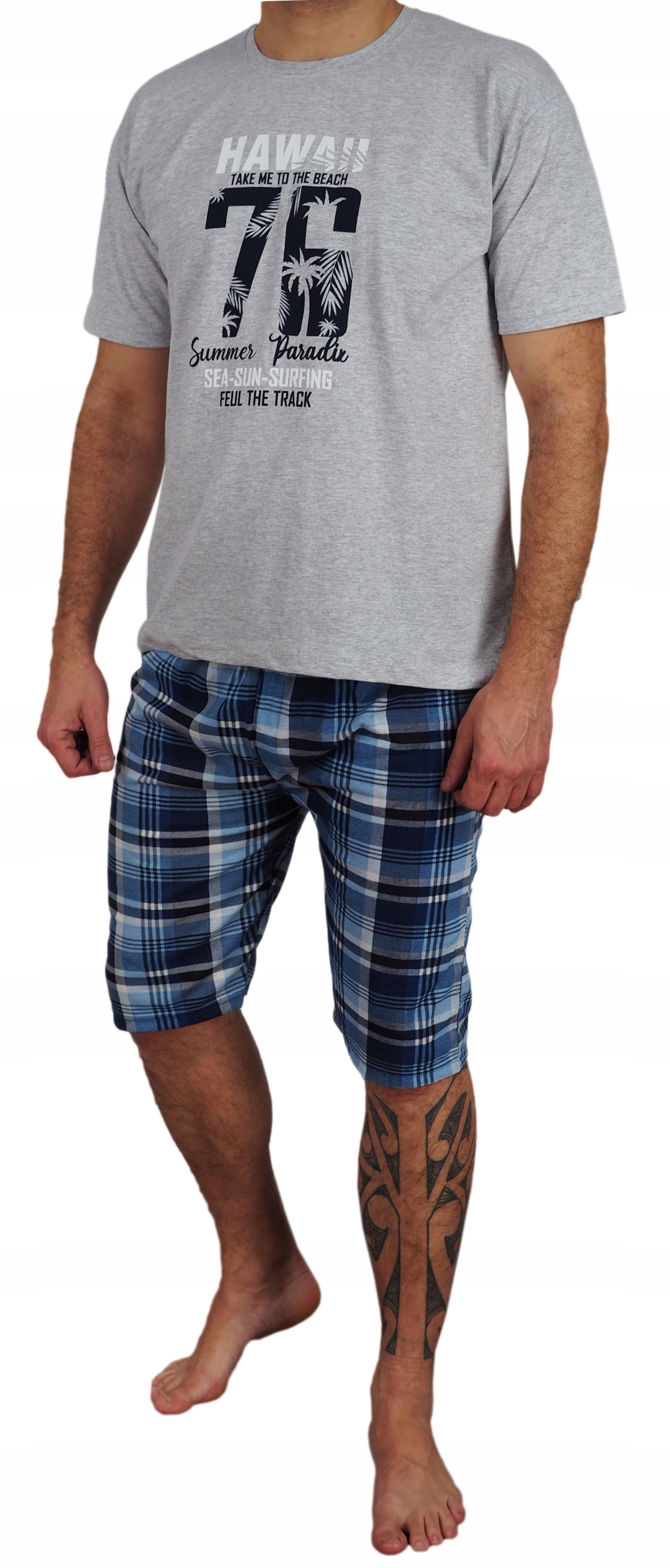 PIŻAMA MĘSKA XL szorty KRATA 100% Bawełna GIFT XL Rozmiar XL