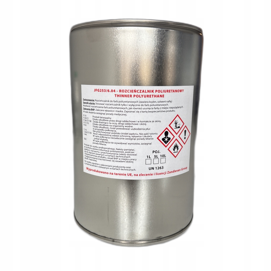 Rozcieńczalnik poliuretanowy 5L do rozcieńczania farb poliuretanowych.
