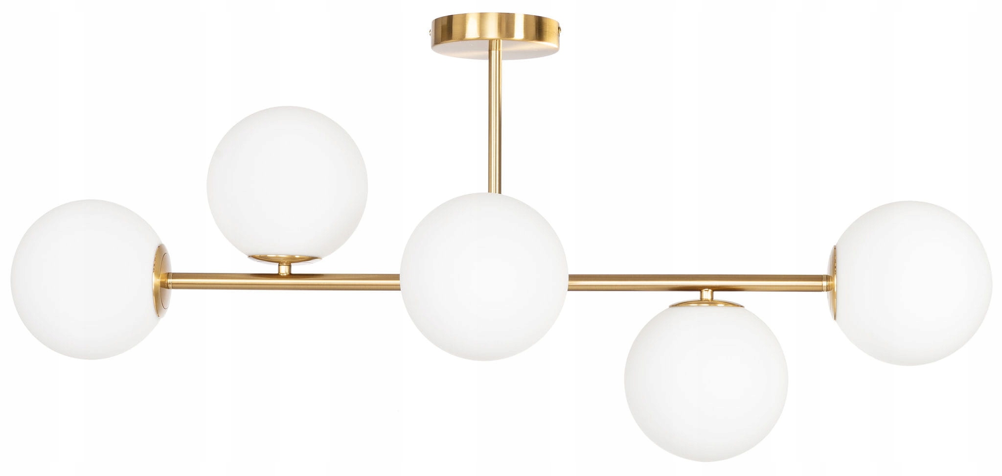 Stropná lampa Milano gold 5 tienidiel mliečne gule EP1C19