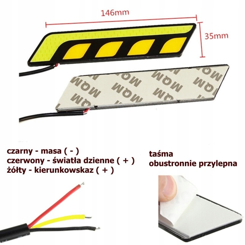 ŚWIATŁA DRL COB LED 20W dzienne + kierunkowskaz Producent części motoLEDy