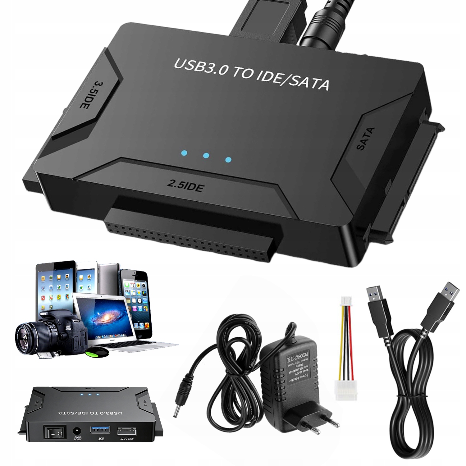 Adaptér Kabel Usb 3.0 Sata Hdd Ssd 2,5'' 3,5'' Napájecí Adaptér