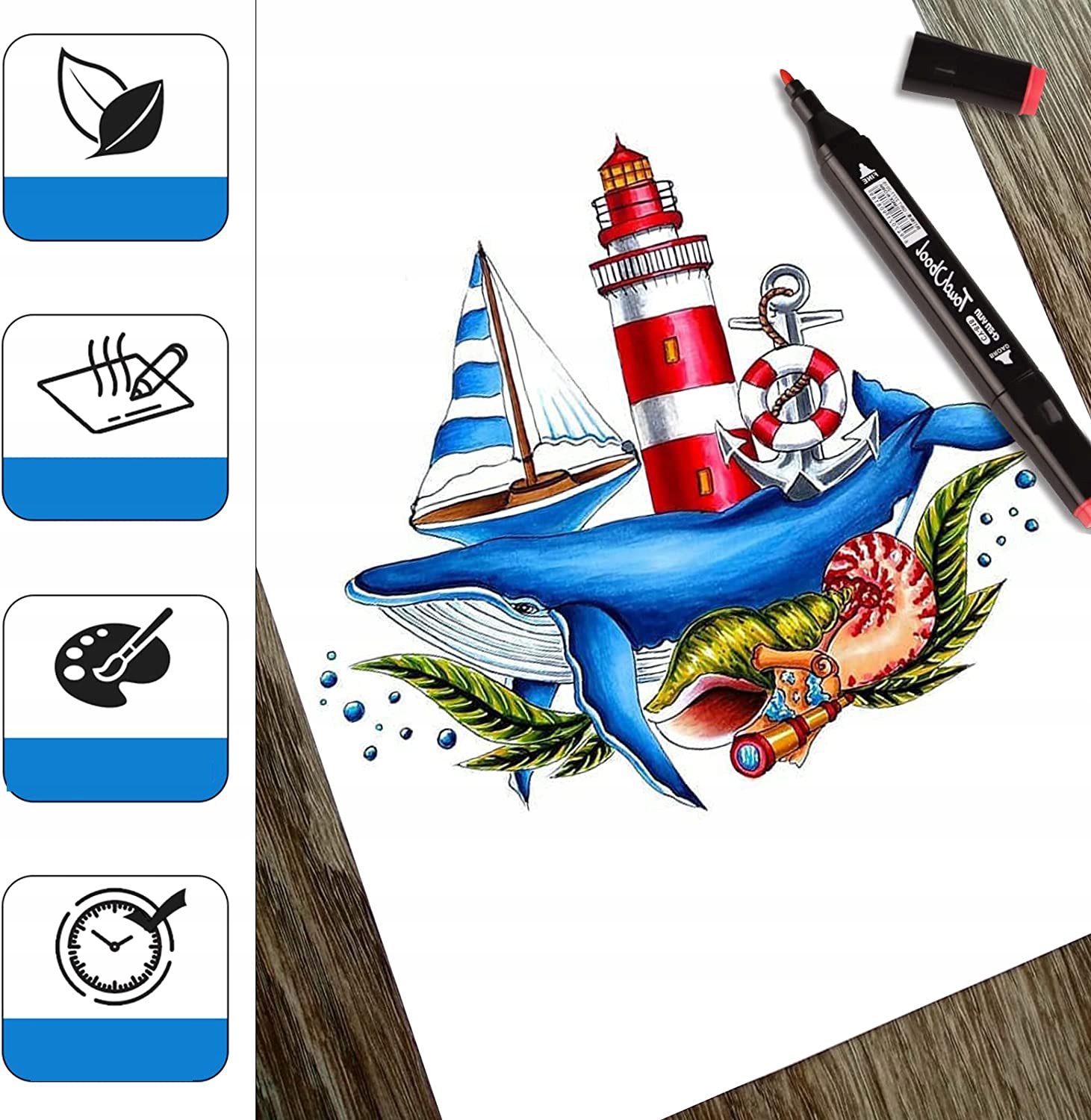 MARKERY ALKOHOLOWE DWUSTRONNE ZESTAW 60 SZT+TORBA EAN (GTIN) 191491281358