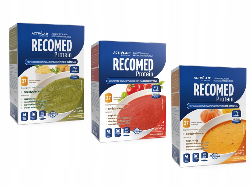 Recomed Protein Żywność specjalnego medyczna Różne Smaki mix 12 saszetek