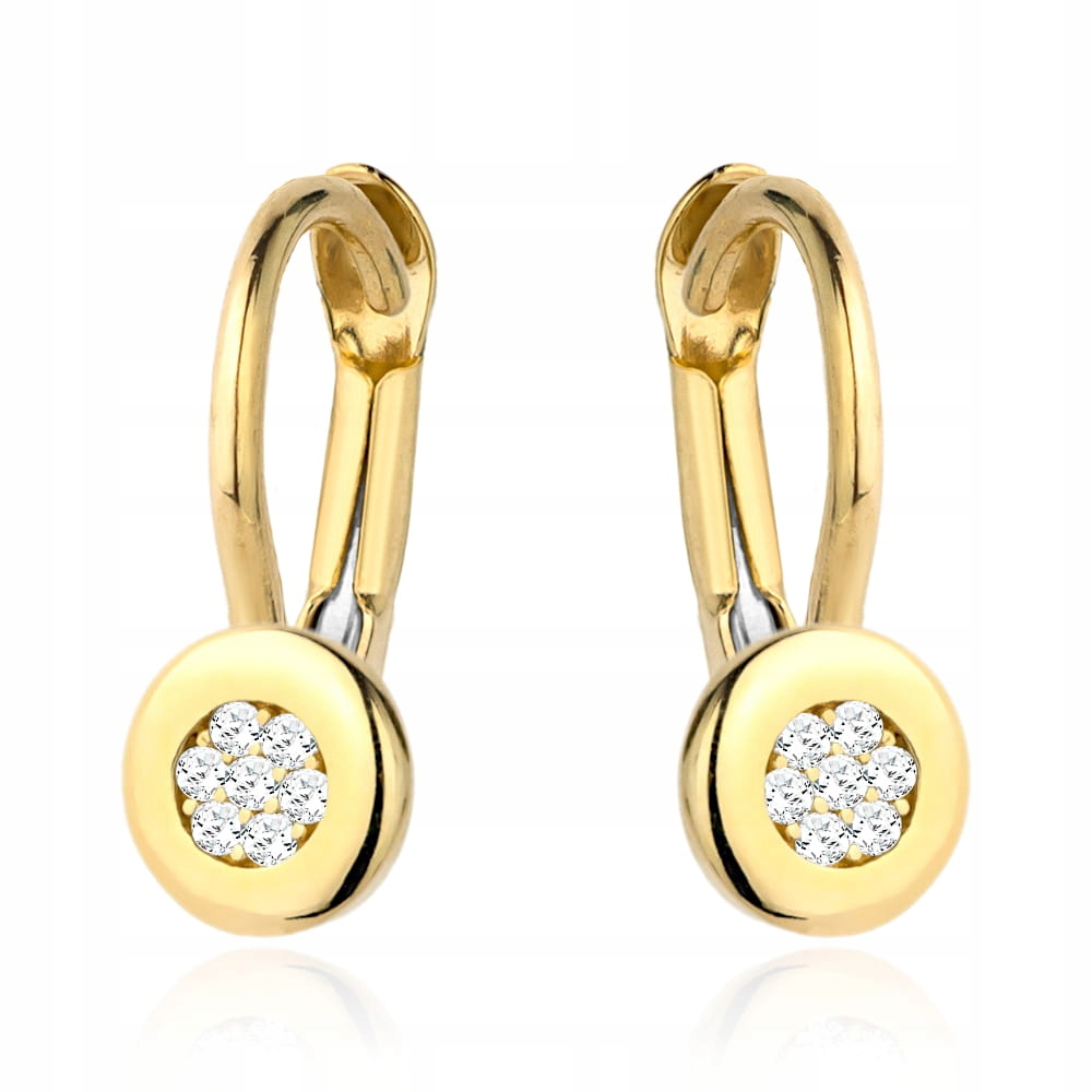 Náušnice zlaté 585 s zirkony kolík 1.42 g žluté zlato