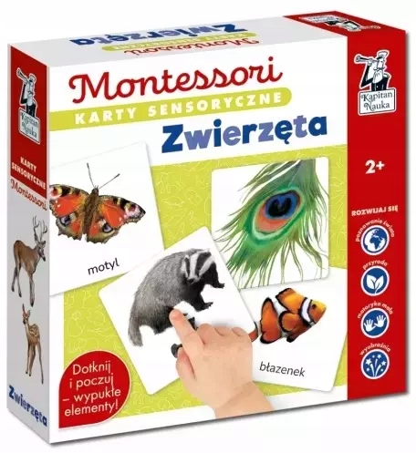 Kapitan Nauka. Montessori. Karty sensoryczne. Zwierzęta 2+. Kapitan Nauka