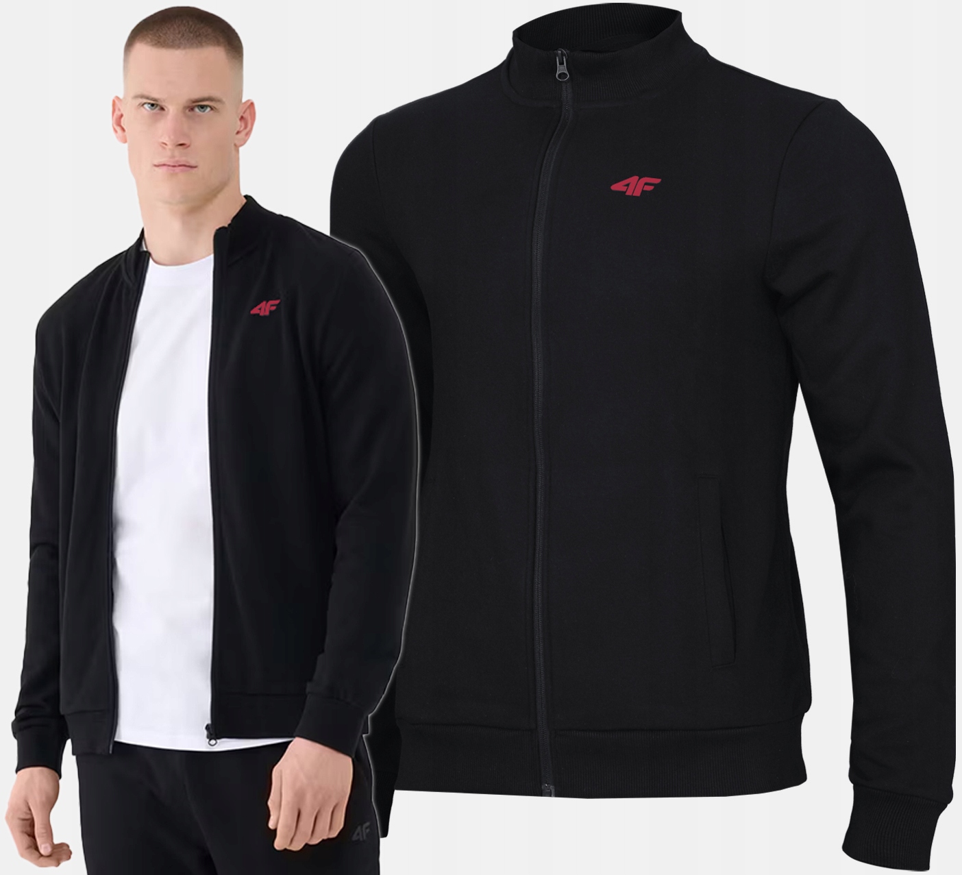 Pánská Fleecová Mikina Pánská Mikina 4F Bez Kapuce Na Zip, Silná Bomber Bunda M2631 XL