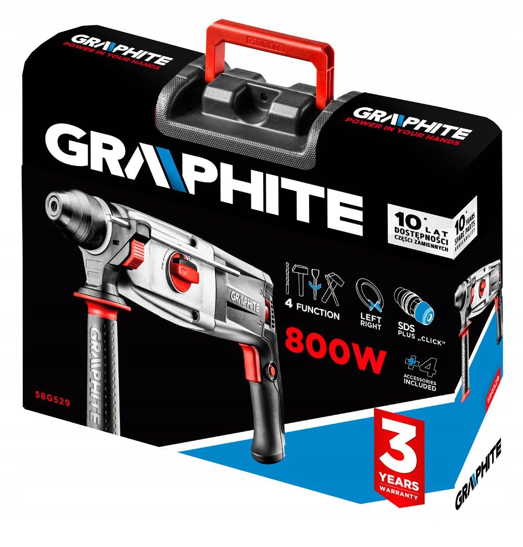 GRAPHITE MŁOTOWIERTARKA MŁOT WIERTARKA SDS+ 800W 58G529 AKCESORIA 3,2J Marka Graphite