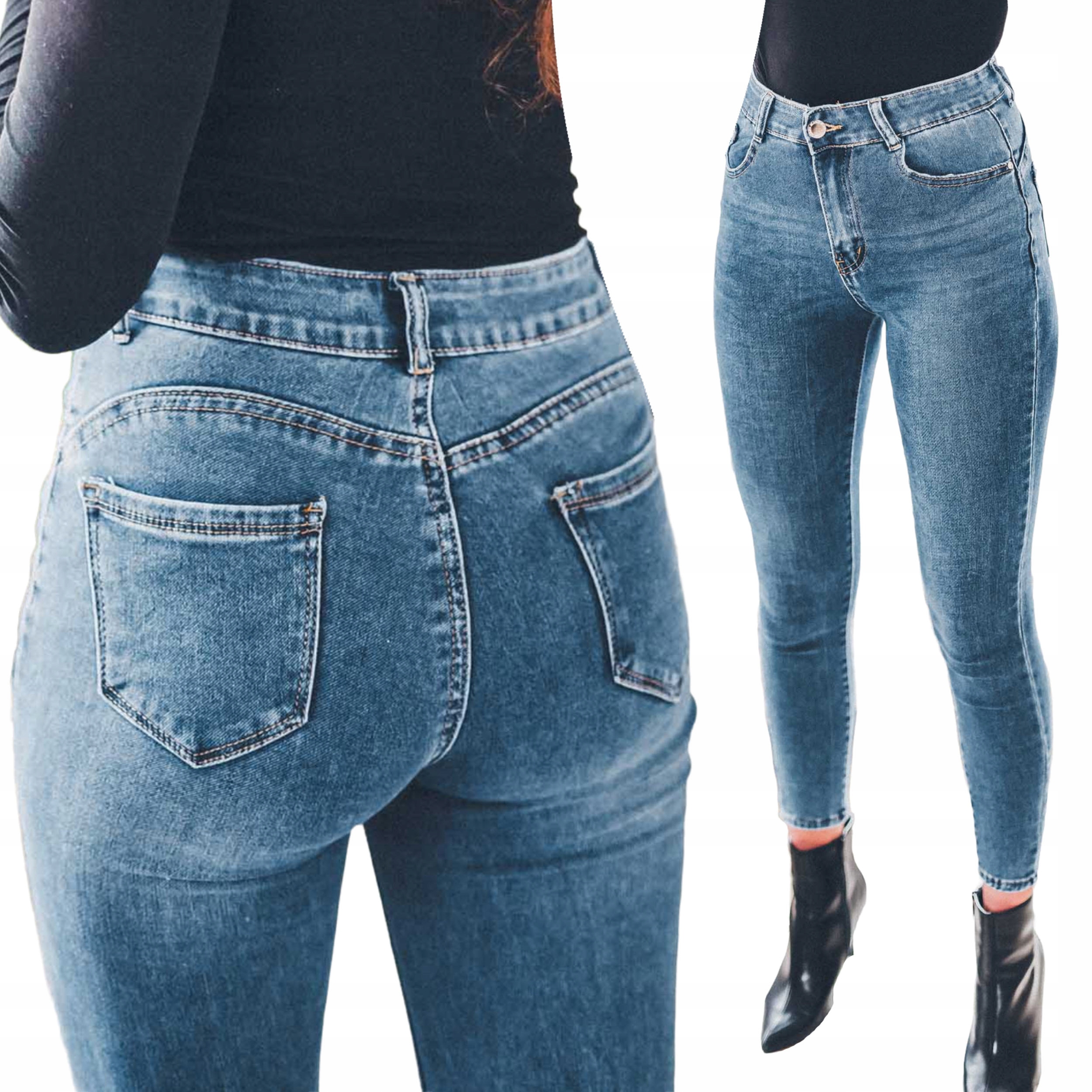 

Jasne jeansowe spodnie damskie push up stan XXL