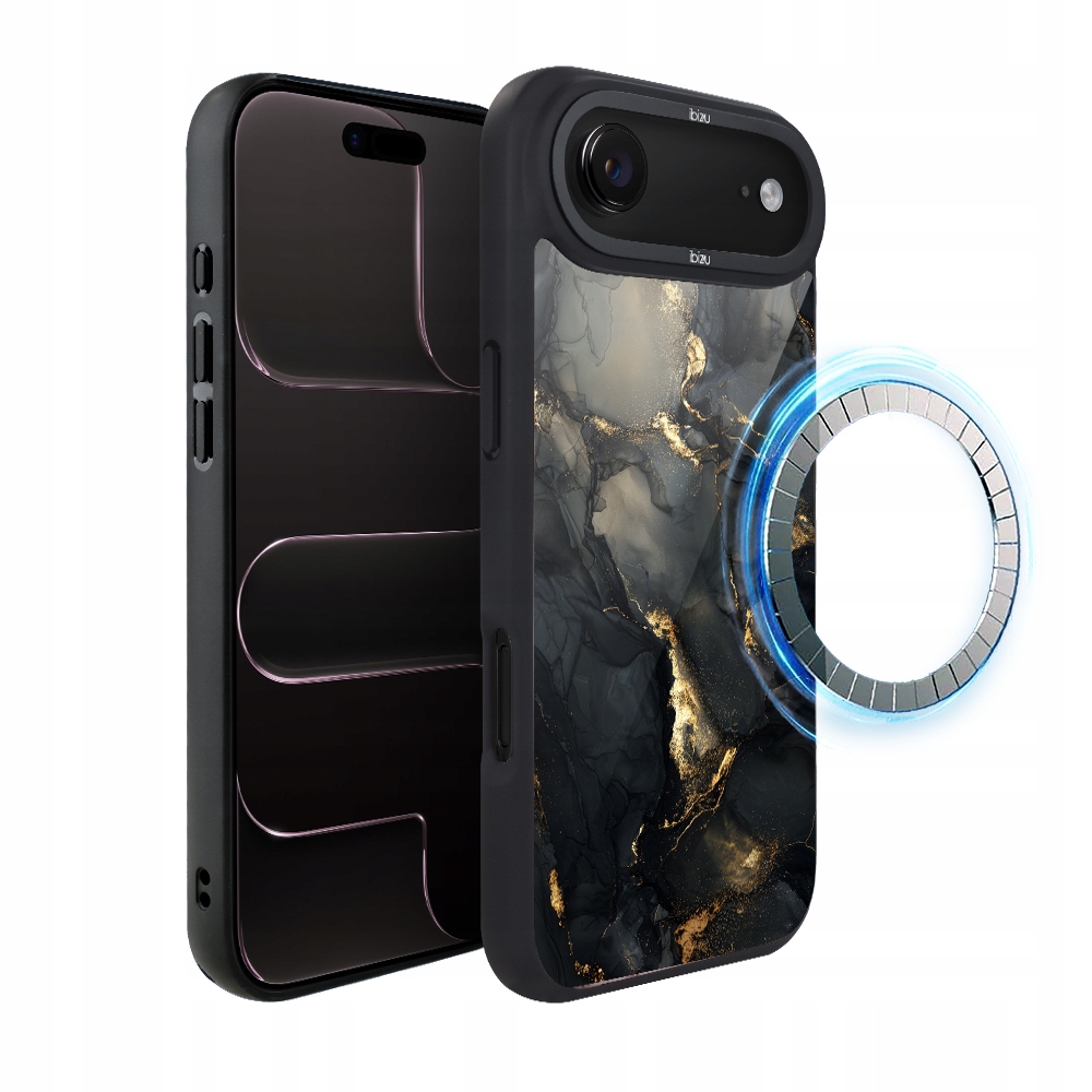 Pouzdro pro iPhone Air Ibizu DropGuard Matt s MagSafe, černý diamant se zlatem