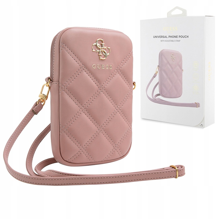 Guess Zip Quilted 4G Kabelka na telefon (růžová)