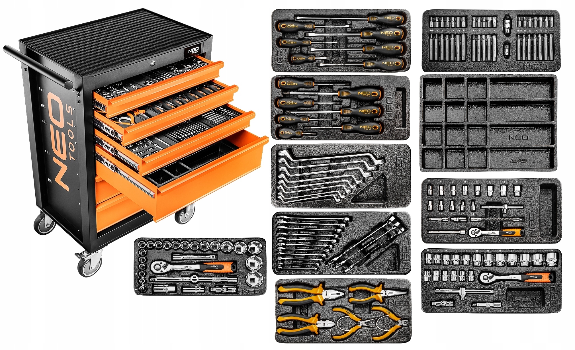 NEO ИНСТРУМЕНТАЛЬНЫЙ ШКАФ 6 ЯЩИКОВ + КАРТРИДЖИ 84-221 + G
