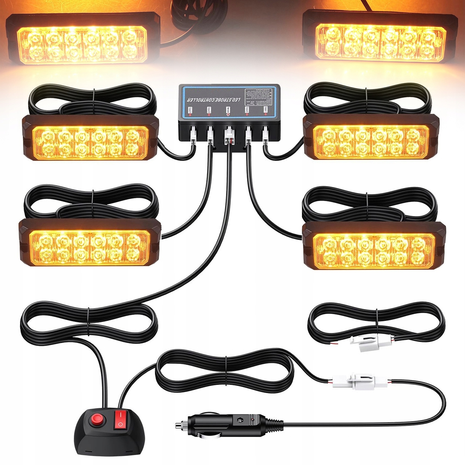 4x Výstražné Lampy Stroboskop Pomoc Autopřepravník 12 Led 12V 24V IP67