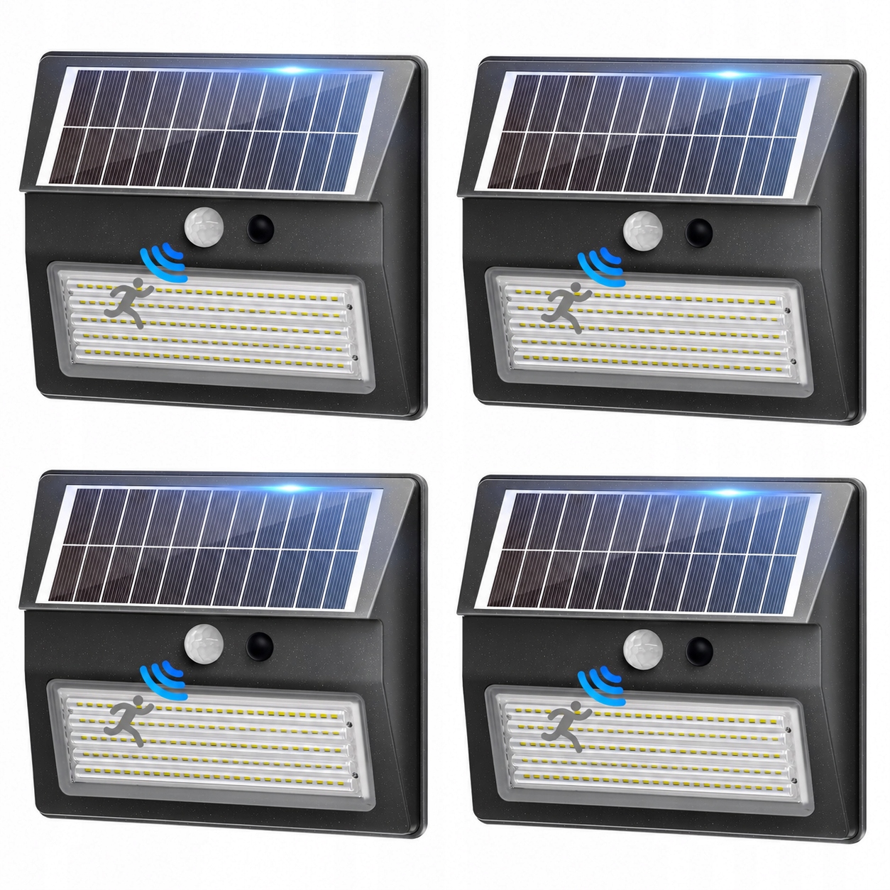 4 Ks Possily Venkovní solární lampy s pohybovým senzorem 8500K 130 Led