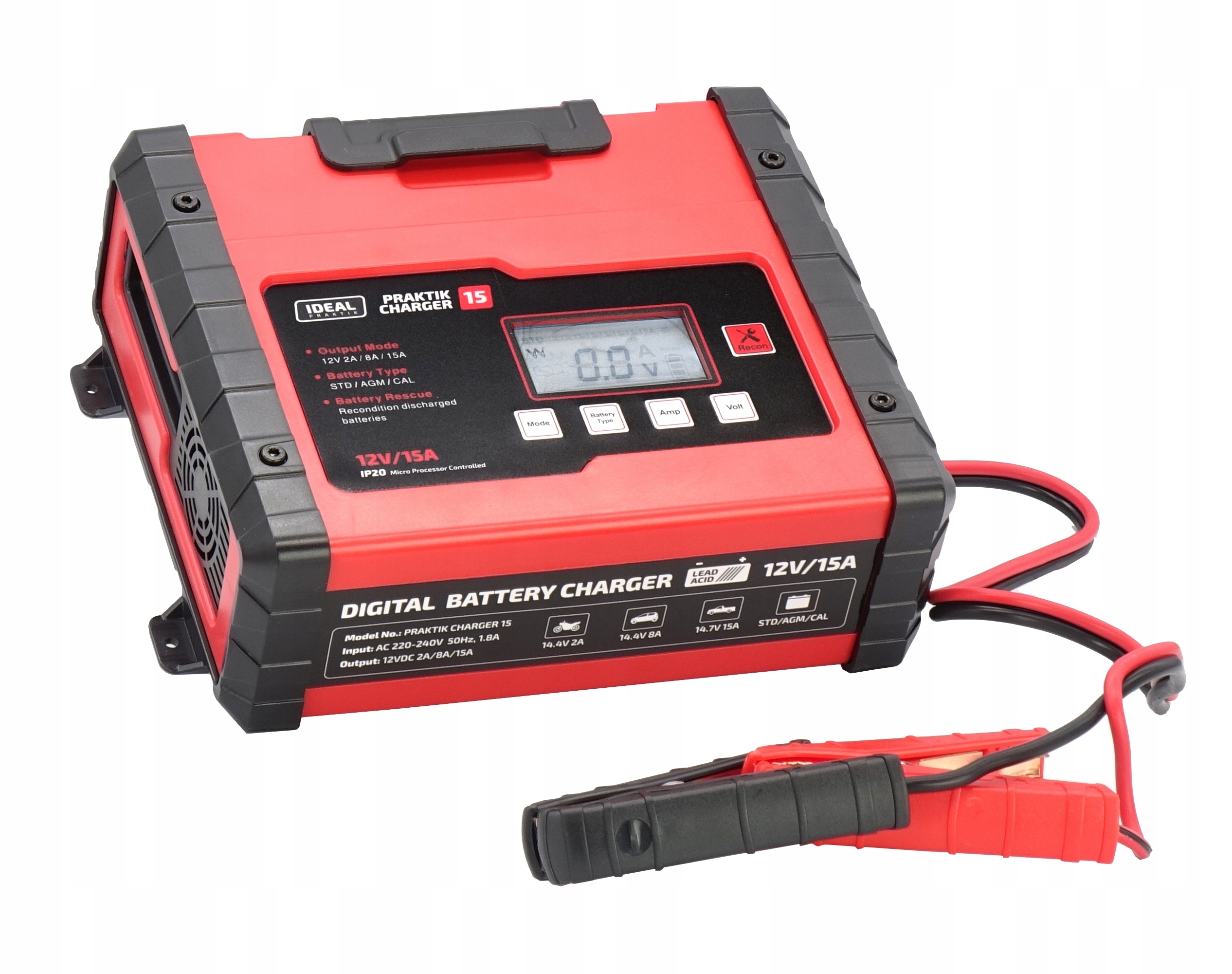 @Prostownik IDEAL PRAKTIK CHARGER 15 LCD 12V Automatyczny GEL WET MF AGM EAN (GTIN) 5903991103451