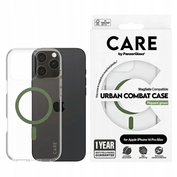 Pouzdro Care by PanzerGlass Flagship Case MagSafe pro iPhone 16 Pro Max zelené