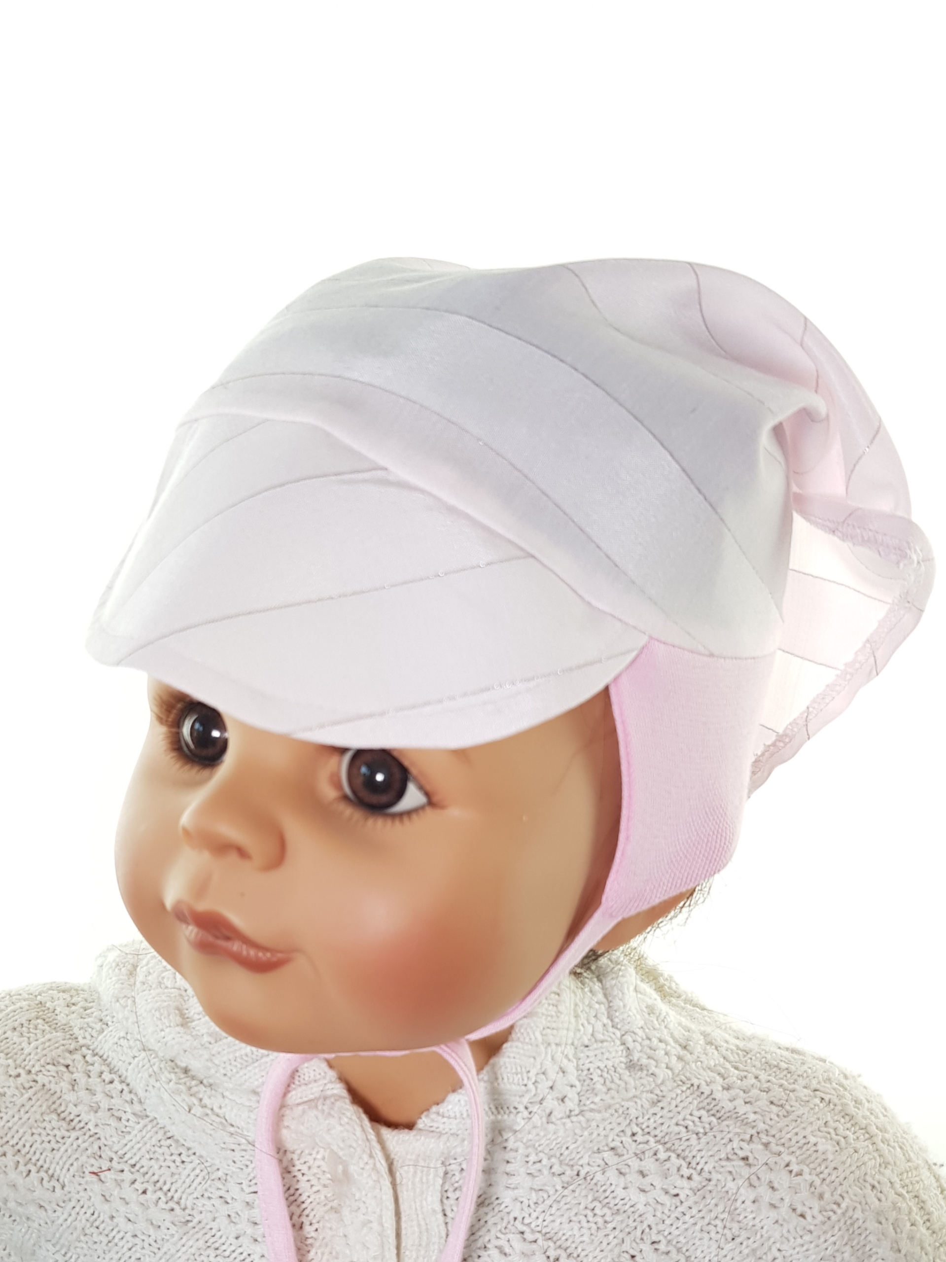 POLSKA NIEMOWLĘCA CZAPKA CHUSTKA Z DASZKIEM CZAPECZKA WIĄZANA 3-12 M-C 20WZ Marka Kamiś