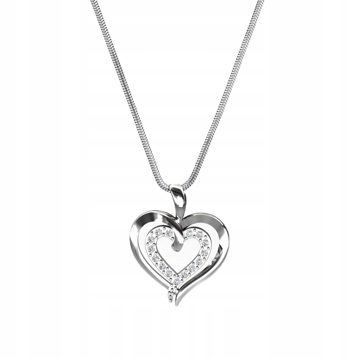 Stříbrný náhrdelník ryzost 925 Srdce Stříbro Řetízek s přívěskem 60 cm