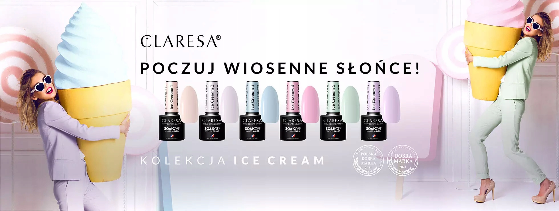 Claresa lakier hybrydowy ICE CREAM 2 5g pastele Kolor Inny kolor