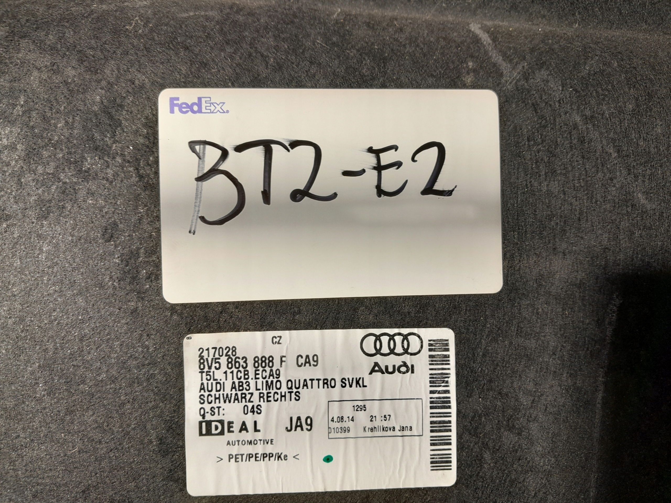 AUDI A3 S3 8V sedan boot upholstery 8V5863888F