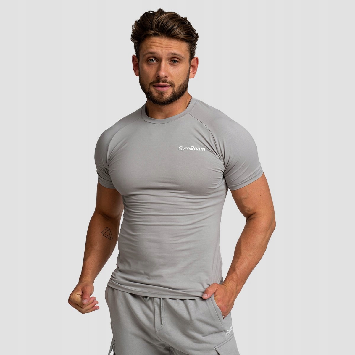 GymBeam Męska dopasowana koszulka Trn Grey S