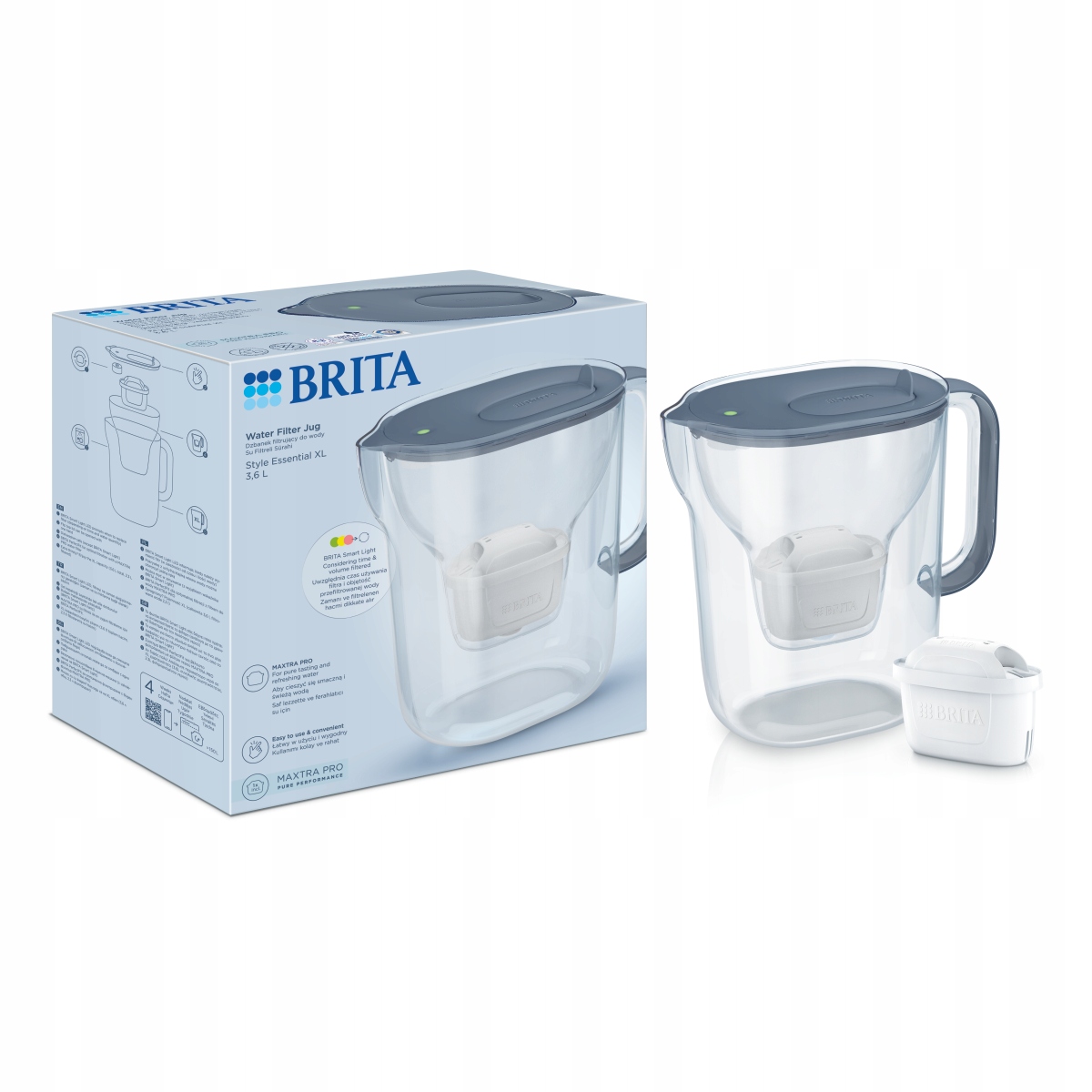 Grafitowy dzbanek filtrujący Brita Style Essential XL wkład filtr Maxtra