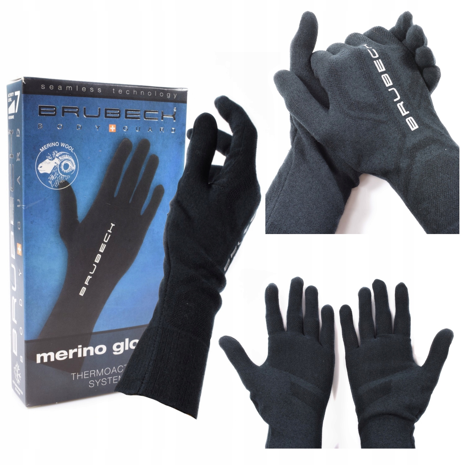 Brubeck rękawiczki merino czarny XXL