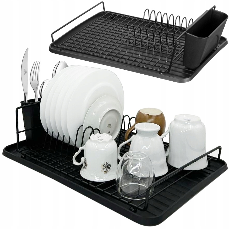 SUSZARKA DO NACZYŃ CZARNA STOJĄCA OCIEKACZ DUŻA POJEMNA