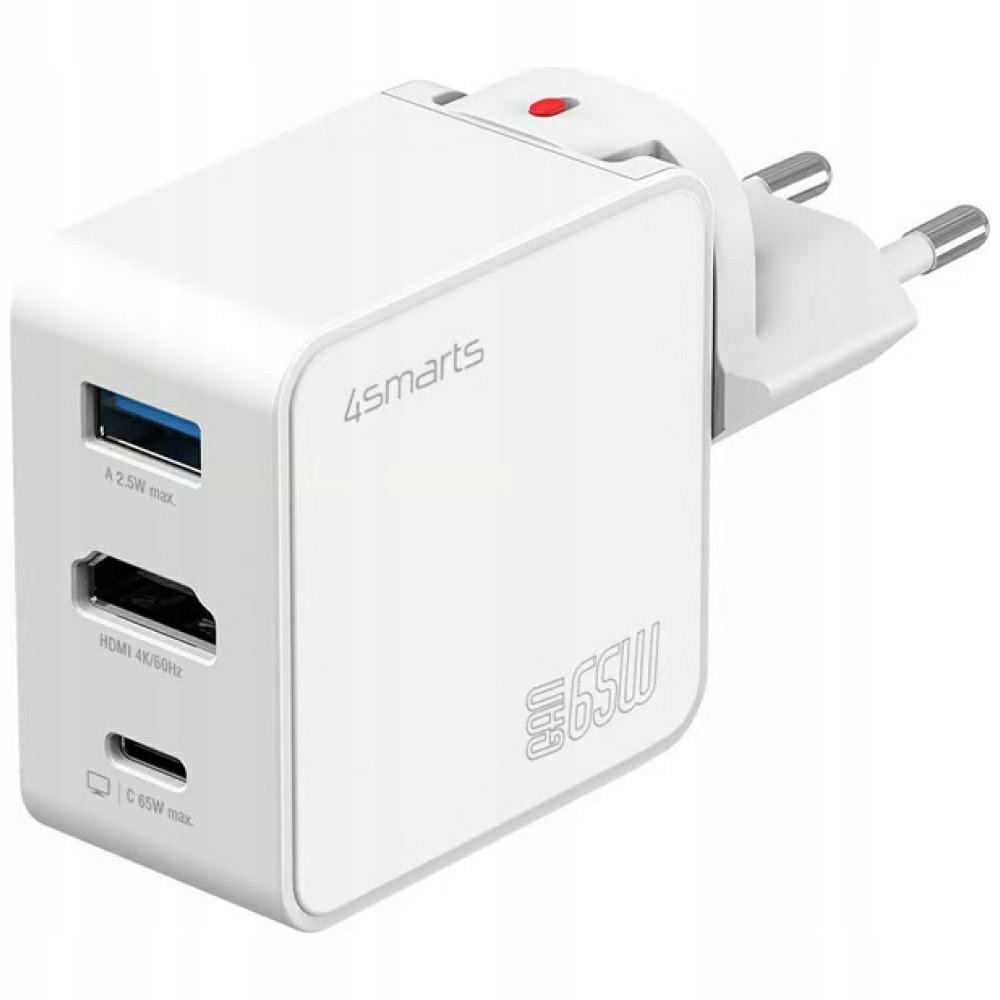 Ładowarka podróżna 4smarts Flex adapter Hub 65W GaN Usb-c/usb-a/hdmi biały