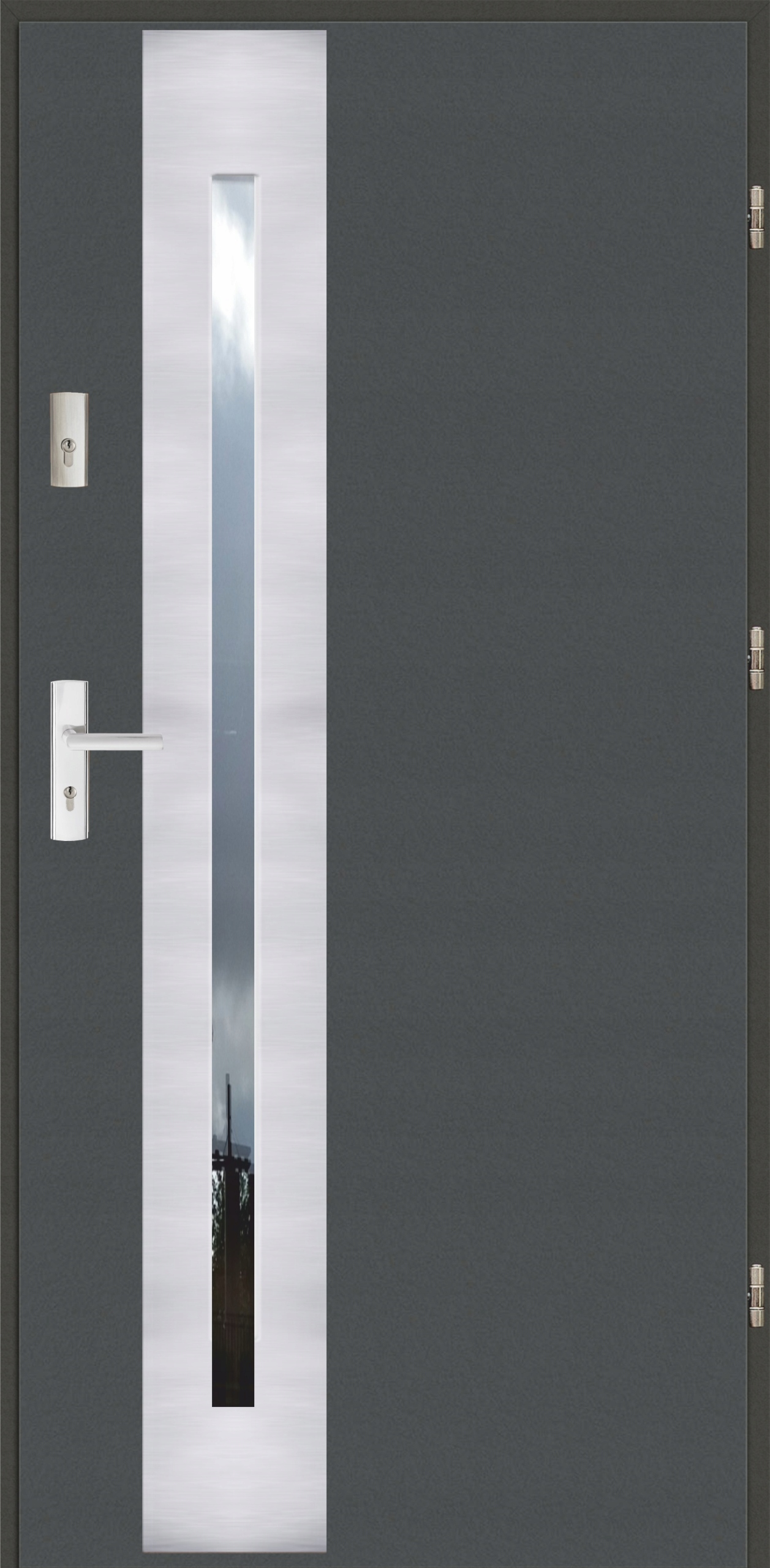 Drzwi Ud1,2 Lux Plus 72mm Płaskie 43 Inox Antracyt Ciemny 90P do wewnątrz